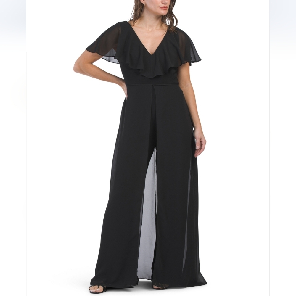 Adrianna Papell Black Sleeveless Wide Leg Jumpsuit